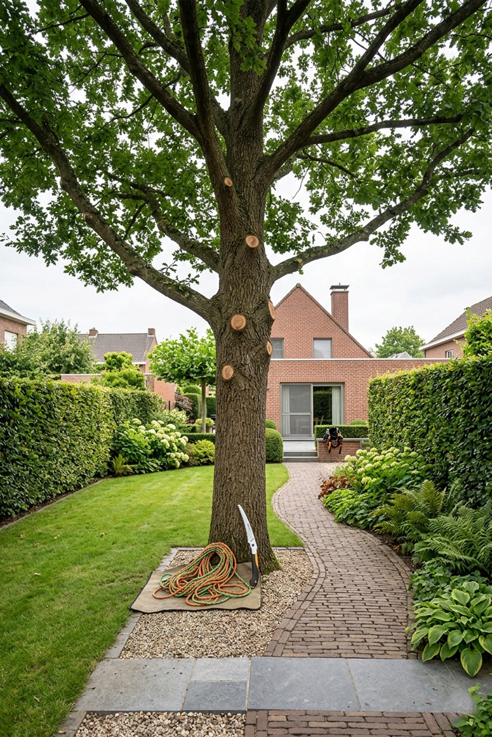 Verzorgde boom in tuin